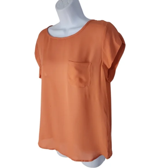 Joie Rancher Silk Pocket Vibrant Coral Top NWT Women's L - Picture 5 of 10